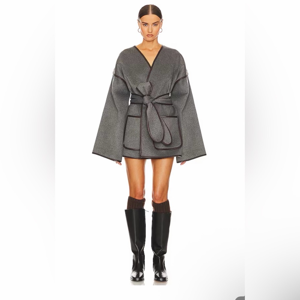 Wool Blend Blanket Coat in Grey